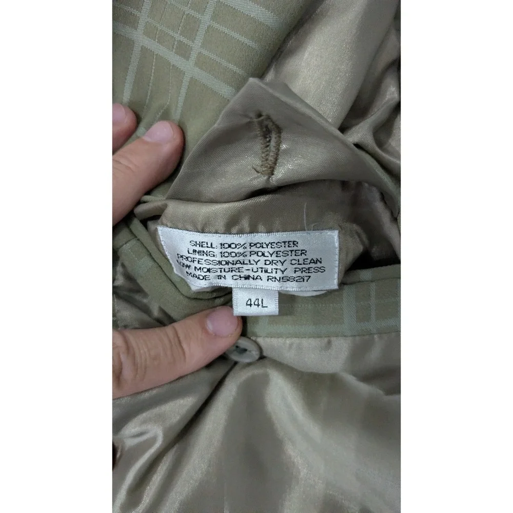 Falcone Vintage Olive Green Windowpane 7 Button Zoot Suit 44L 38W 1920s Styled